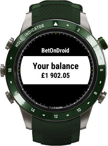 Баланс рахунку Betfair на годиннику Garmin
